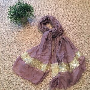 Purple & Gold Sequins Scarf